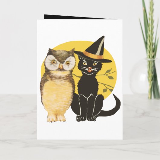 Cat & Owl Halloween Wedding Program Kaart (Achterkant)