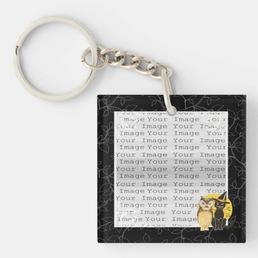 Cat & Owl Halloween Wedding Sleutelhanger (Voorkant)