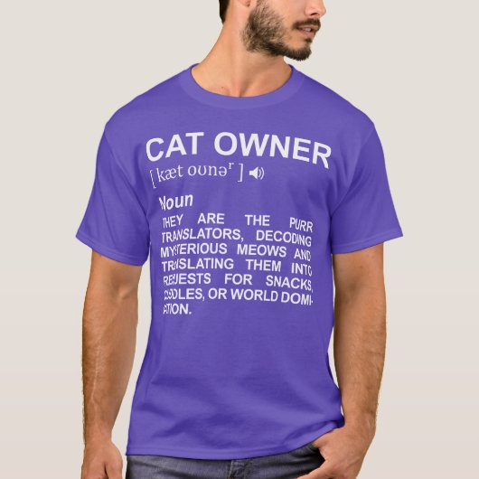 Cat Owner Dictionary  T-shirt (Voorkant)