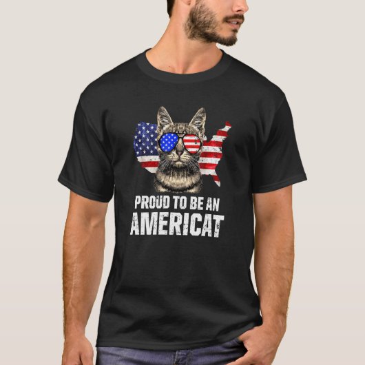 Cat Owner Us Flag Patriot Sunglass USA T-shirt (Voorkant)