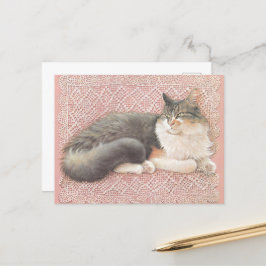 CAT PAINTED POSTCARD BRIEFKAART