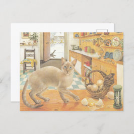 CAT PAINTED POSTCARD BRIEFKAART