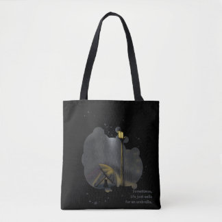 Cat Painting en Rain Quote Zwart Canvas tas