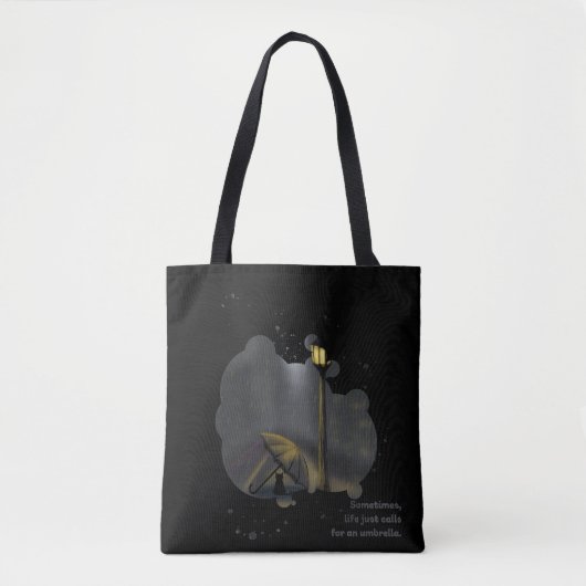 Cat Painting en Rain Quote Zwart Canvas tas (Voorkant)