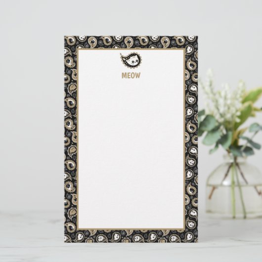 Cat Paisley Briefpapier (Staand voorkant)
