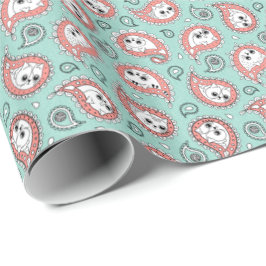 Cat Paisley - Coral and Mint Cadeaupapier