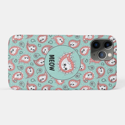 Cat Paisley - Coral and Mint Case-Mate iPhone Case (Achterkant (horizontaal))