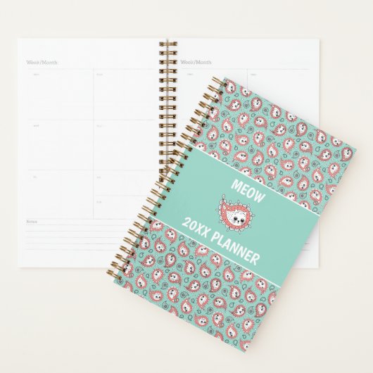 Cat Paisley - Coral and Mint Planner (Display)