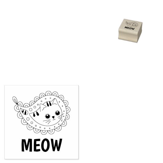 Cat Paisley Rubberstempel (Gestempeld)