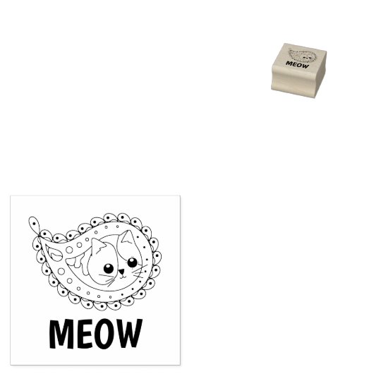 Cat Paisley - Vanilla Rubberstempel (Gestempeld)