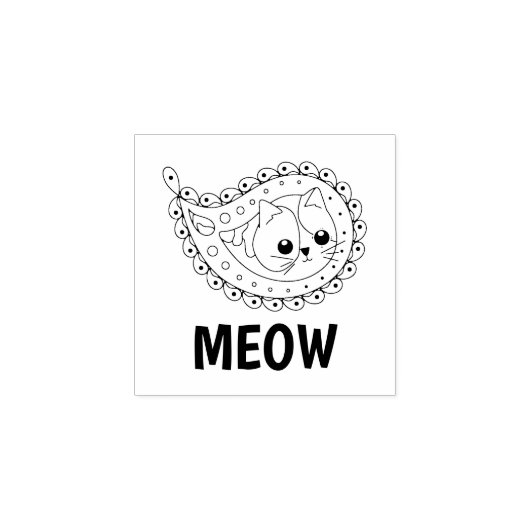 Cat Paisley - Vanilla Rubberstempel (Afrduk)