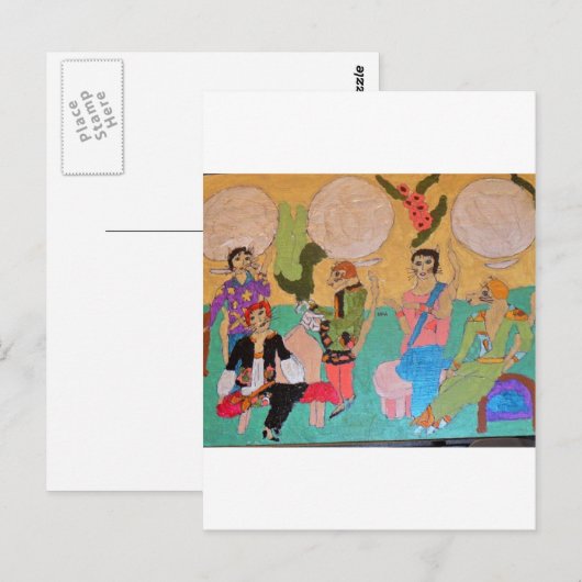 Cat pajama party briefkaart (Voorkant / Achterkant)