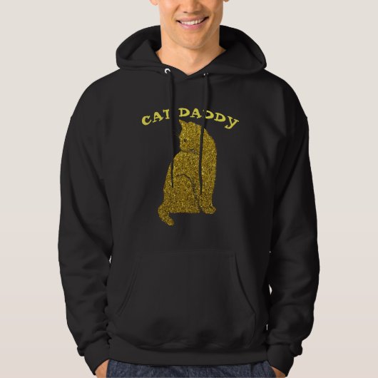 CAT PAPA PAPA PAPA GOUD GLITTER ZWART T-SHIRTS HOO (Voorkant)