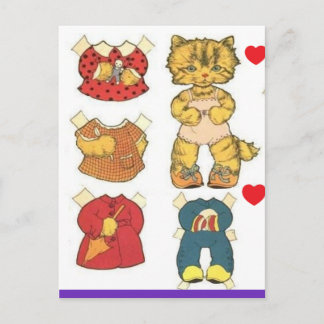 CAT PAPER DOLL VINTAGE POSTCARD BRIEFKAART