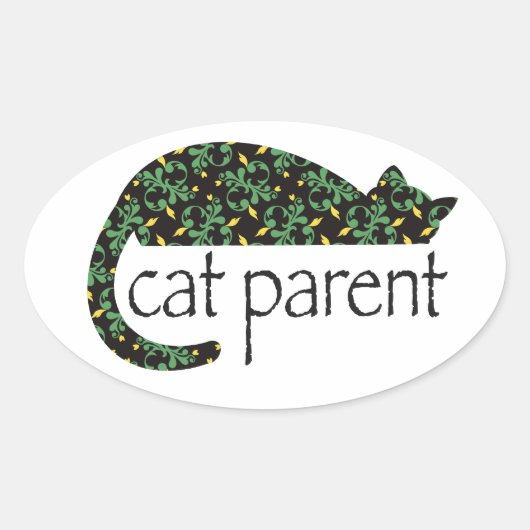 Cat Parent Ovale Sticker (Voorkant)