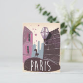 Cat  Paris reisposter. Briefkaart (Staand voorkant)