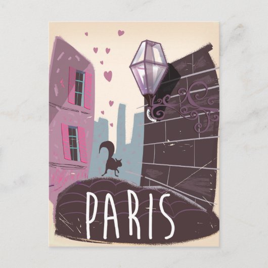 Cat  Paris reisposter. Briefkaart (Voorkant)
