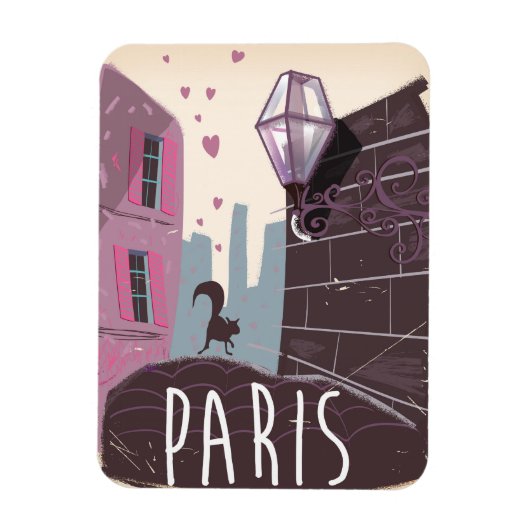 Cat  Paris reisposter. Magneet (Verticaal)