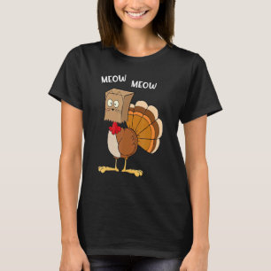 Cat Parody Meow Turkey Mask Home Feest Thanksgivin T-shirt