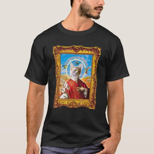 Cat Parody Renaissance Painting Weird Cat Saint T-shirt (Voorkant)