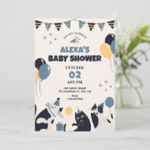 Cat party baby shower kaart (Staand voorkant)