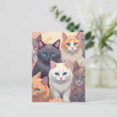 Cat Party Briefkaart (Staand voorkant)