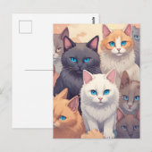 Cat Party Briefkaart (Voorkant / Achterkant)