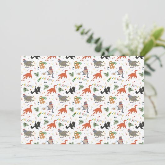 Cat Party Chaotic Christmas Feestdagenkaart (Staand voorkant)