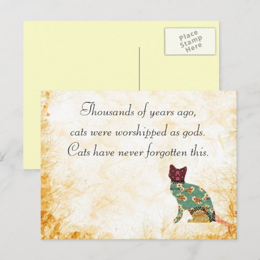 Cat Patchwork Pet Briefkaart (Voorkant / Achterkant)
