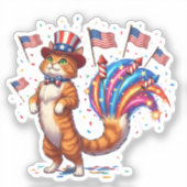 Cat-patriot – Trots en speels 4 juli kat Sticker (Voorkant)