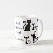 Cat-patroon met zwarte en witte retro met Typograf Koffiemok (Voorkant rechts)