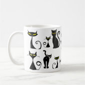 Cat-patroon met zwarte en witte retro met Typograf Koffiemok (Links)