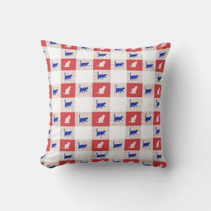 Cat Patroon rood, wit en blauw toetsenbord Kussen