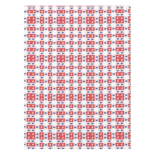 Cat Patroon rood, wit en blauw toetsenbord Tafelkleed (Voorkant)