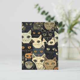 Cat Pattern Artsy Briefkaart