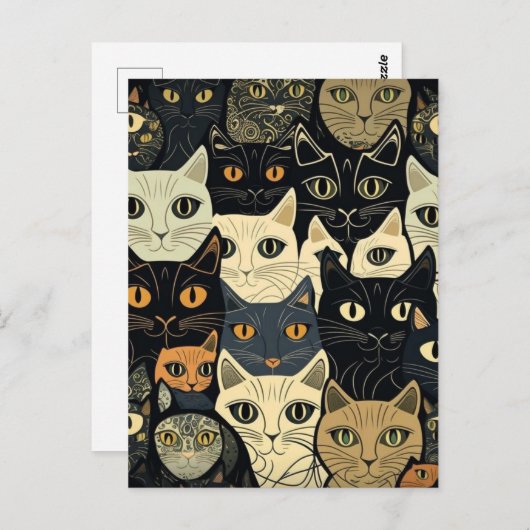 Cat Pattern Artsy Briefkaart (Voorkant / Achterkant)