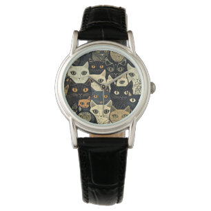Cat Pattern Artsy Horloge