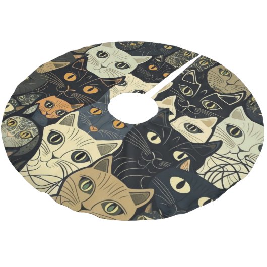 Cat Pattern Artsy Kerstboom Rok (Gekanteld)