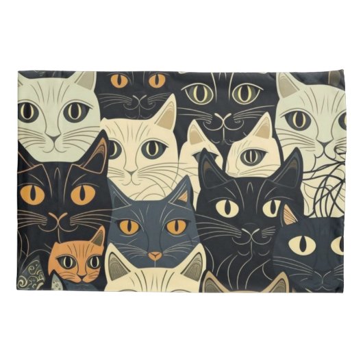 Cat Pattern Artsy Kussensloop (Achterkant)