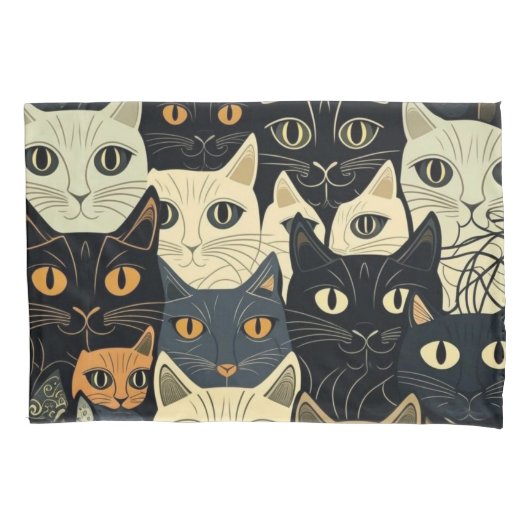 Cat Pattern Artsy Kussensloop (Voorkant)