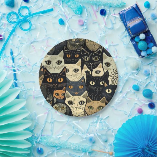 Cat Pattern Artsy Papieren Bordje (Feest)