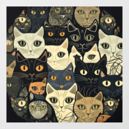 Cat Pattern Artsy Raamsticker