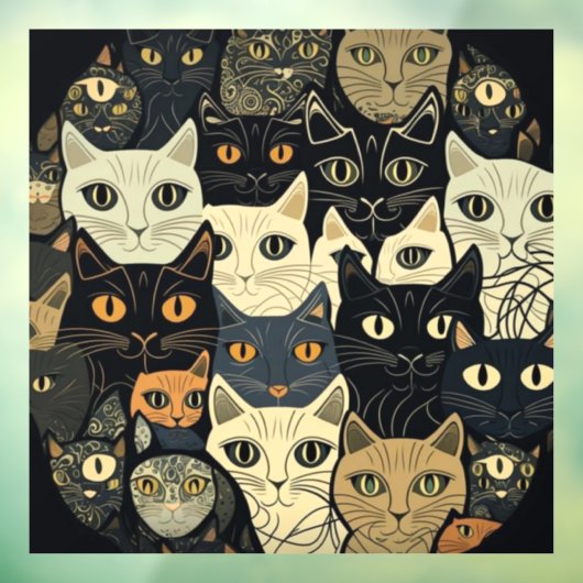 Cat Pattern Artsy Raamsticker (Vel 3)
