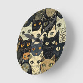 Cat Pattern Artsy Ronde Klok (Hoek)