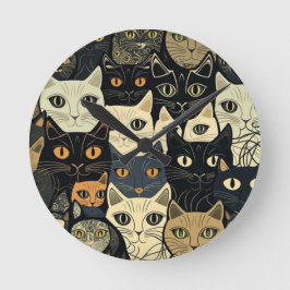 Cat Pattern Artsy Ronde Klok