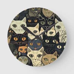 Cat Pattern Artsy Ronde Klok