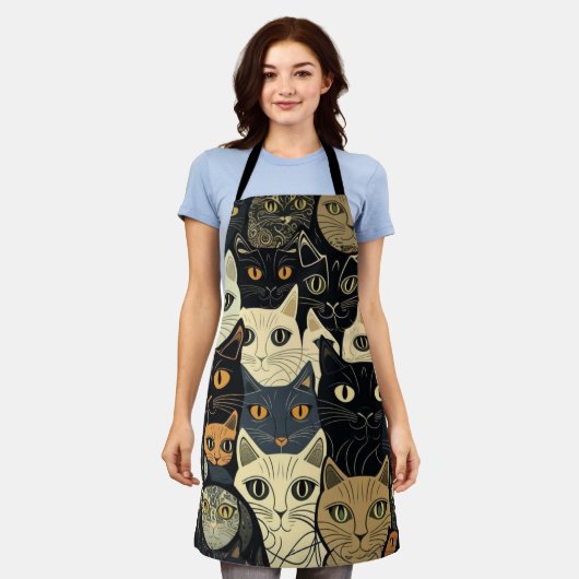 Cat Pattern Artsy Schort (Gedragen)