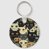 Cat Pattern Artsy Sleutelhanger (Voorkant)