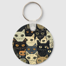 Cat Pattern Artsy Sleutelhanger