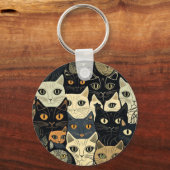 Cat Pattern Artsy Sleutelhanger (Voorkant)